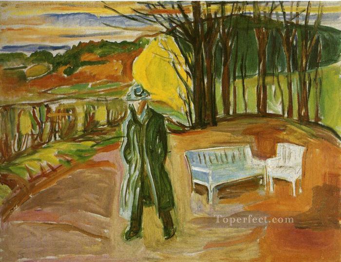 self portrait in the garden ekely 1942 Edvard Munch Expressionism Oil Paintings